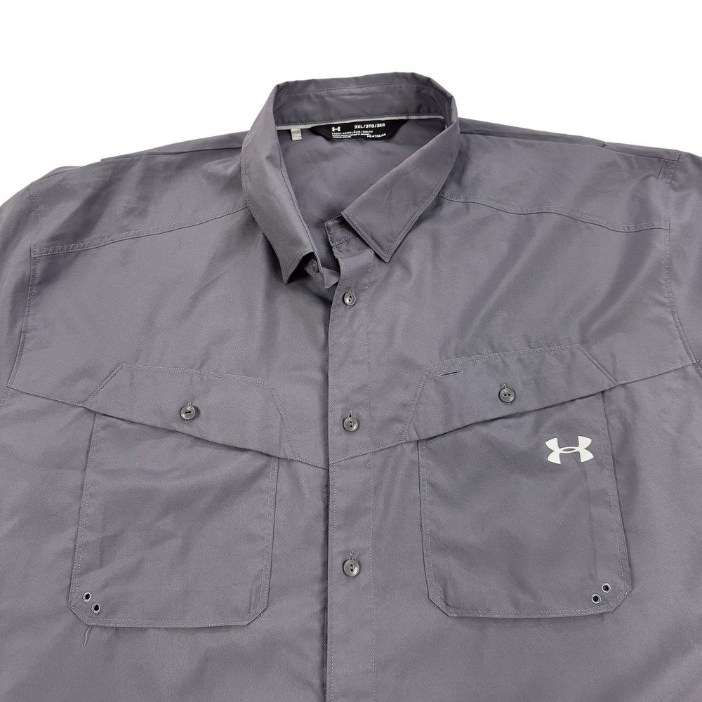 Under Armour Tide Chaser Fishing Shirt Mens 3XL Gray Short Sleeve HeatGear